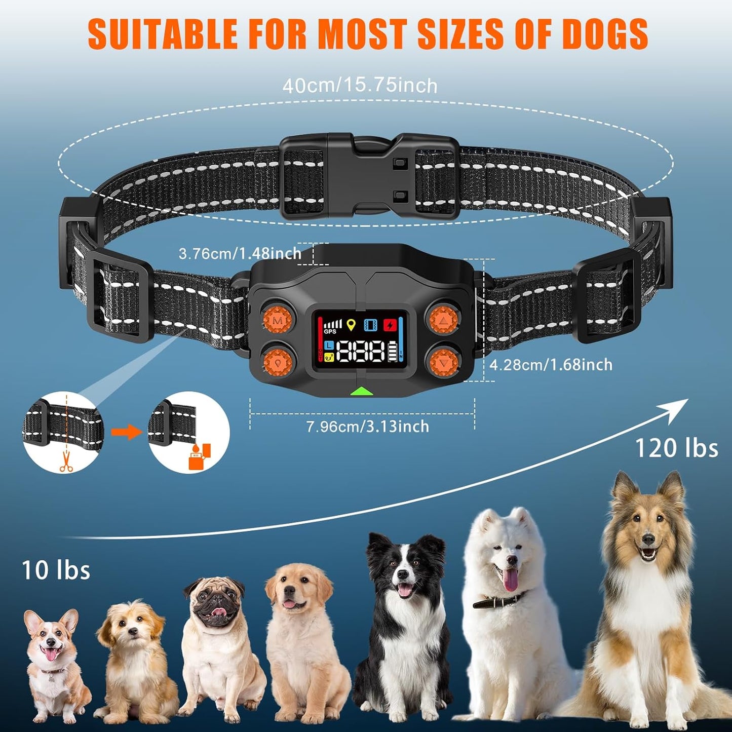 GPS Wireless Dog Containment System with Adjustable Range, IPX7 Waterproof Collar, and 5 Training Modes for Medium to Large Dogs Over 15 lbs