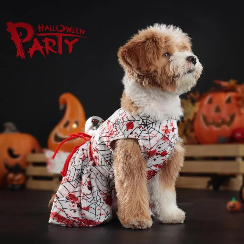 Dog Halloween Dress Skeleton Halloween Costumes for Dogs Funny Halloween Puppy Dress for Small Dogs Cats S