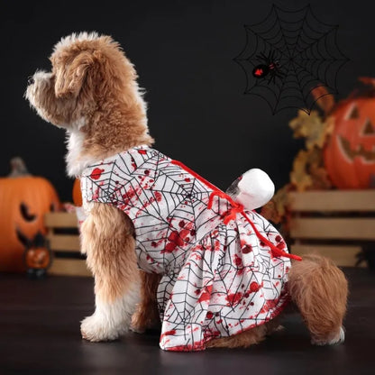 Dog Halloween Dress Skeleton Halloween Costumes for Dogs Funny Halloween Puppy Dress for Small Dogs Cats S