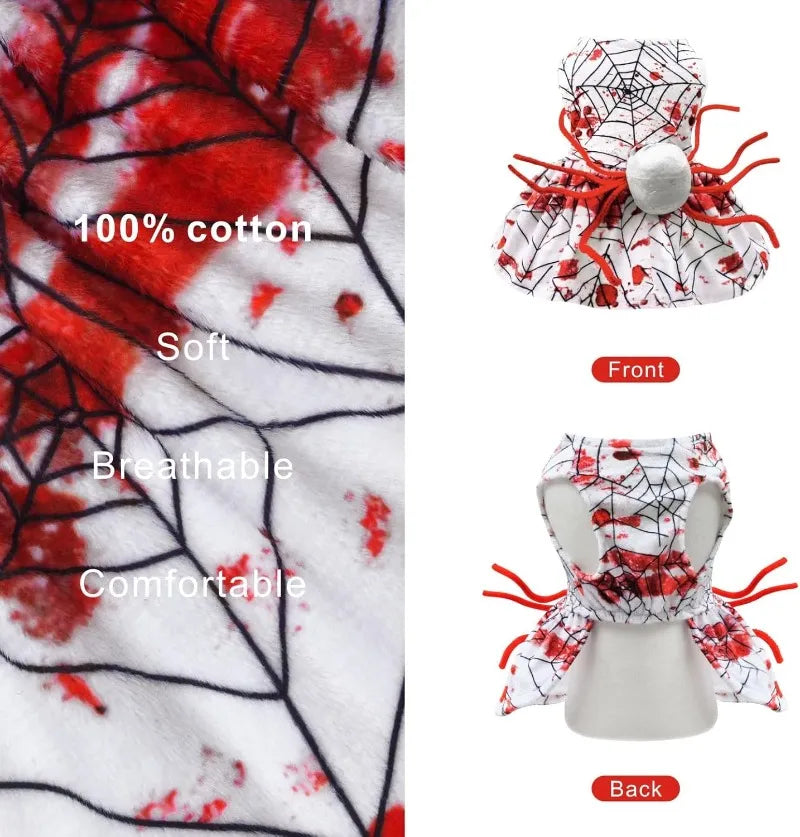 Dog Halloween Dress Skeleton Halloween Costumes for Dogs Funny Halloween Puppy Dress for Small Dogs Cats S