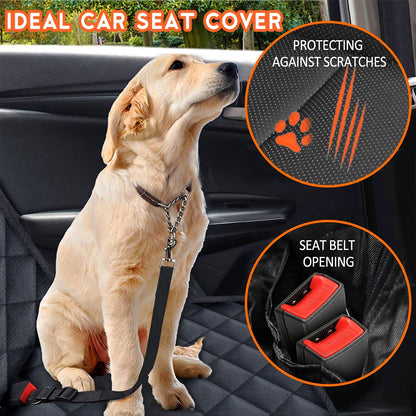 Premium Waterproof Dog Car Seat Cover - Non-Slip Back Seat Protector for Pets, Fits Most Cars, Trucks, and SUVs with Middle Armrest Access - Black