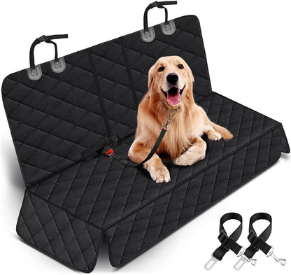 Premium Waterproof Dog Car Seat Cover - Non-Slip Back Seat Protector for Pets, Fits Most Cars, Trucks, and SUVs with Middle Armrest Access - Black
