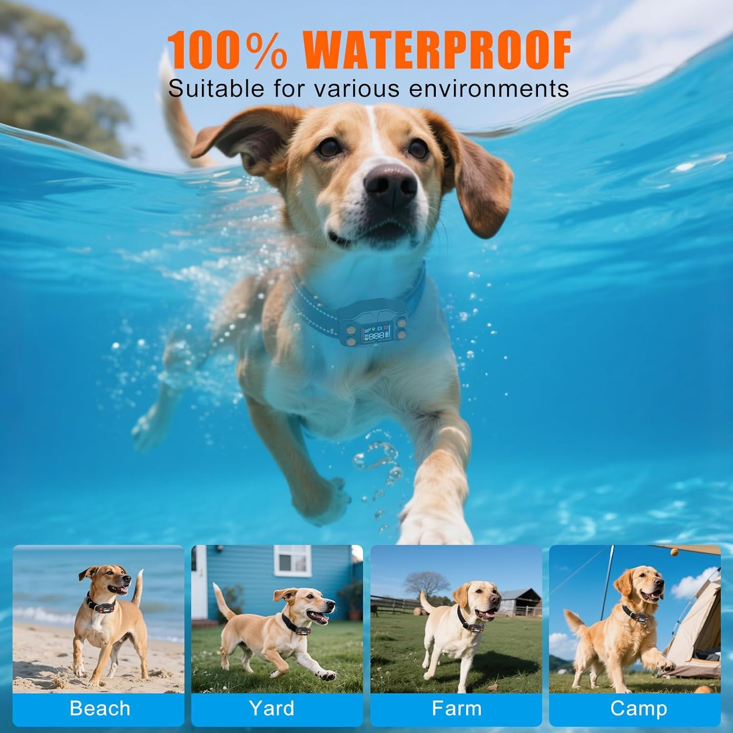 GPS Wireless Dog Containment System with Adjustable Range, IPX7 Waterproof Collar, and 5 Training Modes for Medium to Large Dogs Over 15 lbs