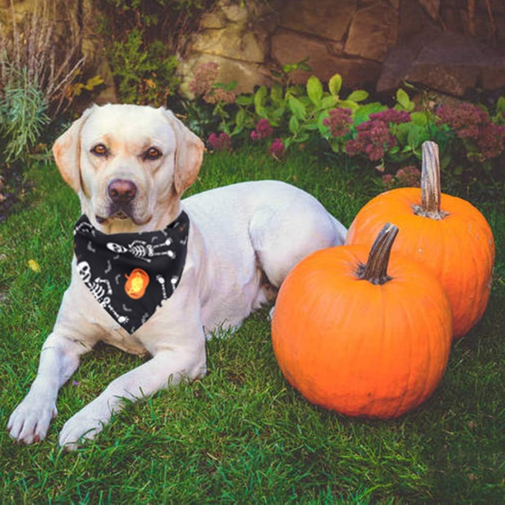 4-Pack Halloween Dog Bandanas - Pumpkin, Ghost, and Witch Designs for Pets